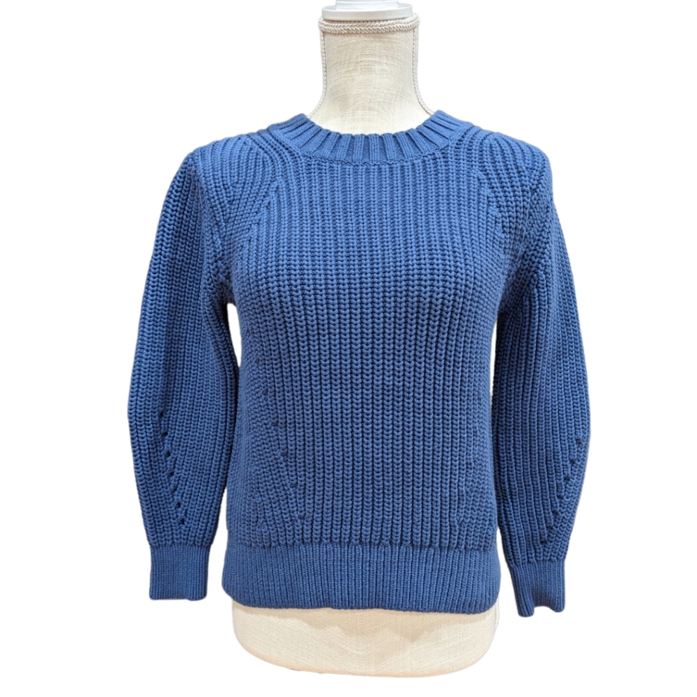 Everlane Women's Navy Knit Textured Pullover Crewneck Sweater Size S